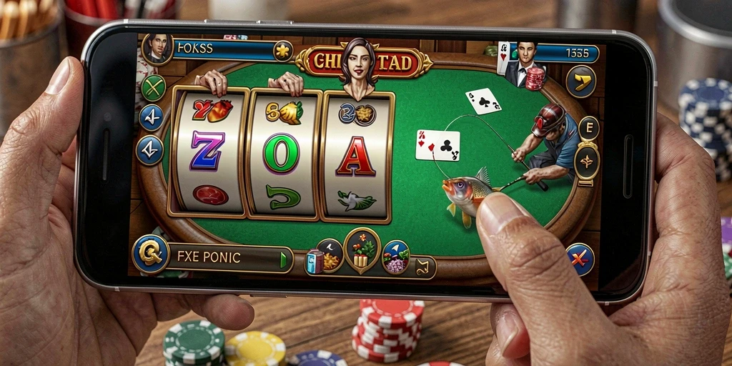 Tampilan utama aplikasi dengan berbagai pilihan permainan slot.